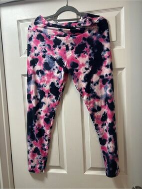 No Boundaries Pink & Navy Tie-Dye Leggings